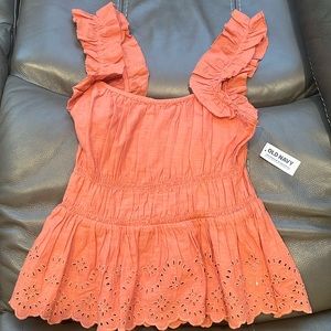 Sleeveless Waist-Defined Ruffle-Trim
Embroidered Babydoll Blouse for Women